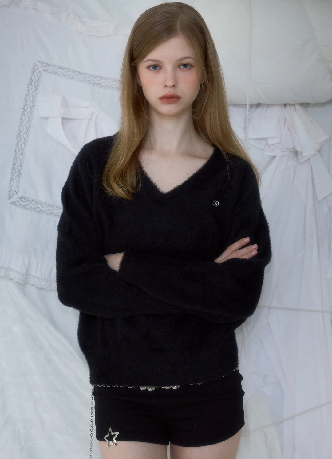 로제프란츠 Fur V-neck Knit [Black] 상품 이미지 2