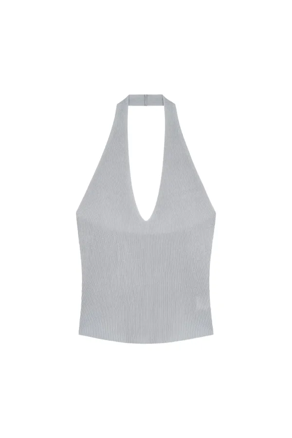 LYOCELL SILK RIBBED TOP (GRAY)