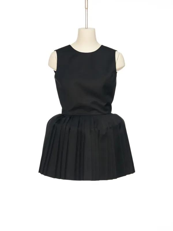 FW25 BLACK PLEATED VOLUM DRESS