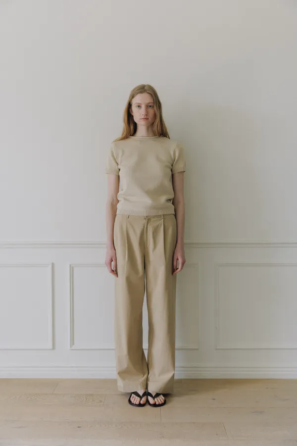 Silhouette cotton knit (Beige)