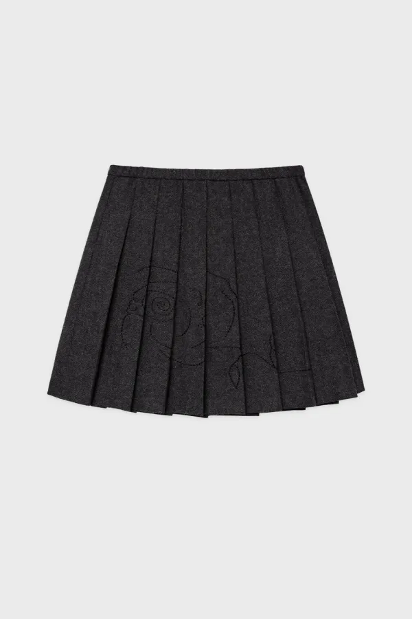 SN Wool Blend Pleated Skirt (Charcoal)
