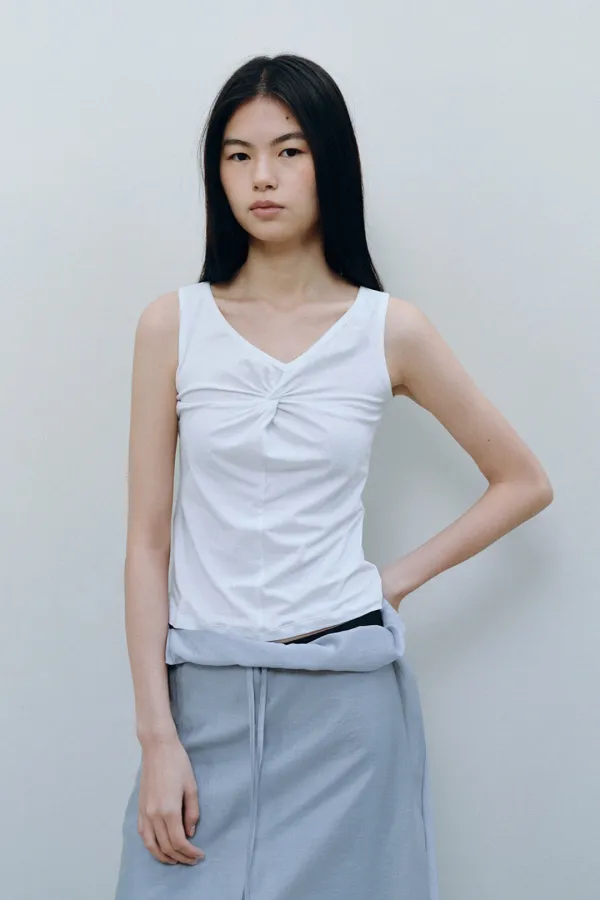SOFT TWIST SLEEVELESS, WHITE