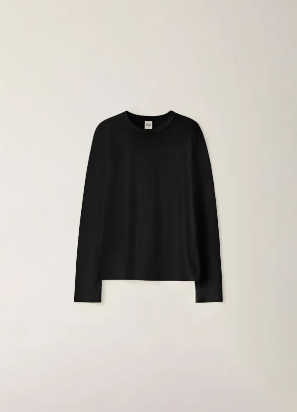 French Wool Round T-shirt - Black
