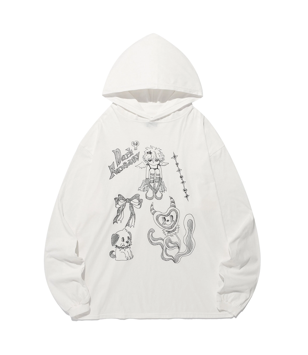 나이스고스트클럽 doodle big big l/s hoodie[white] 상품 이미지 2