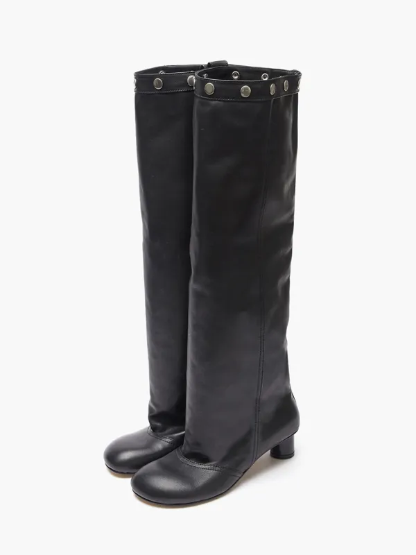 SNAP HIGH LEATHER BOOTS_black