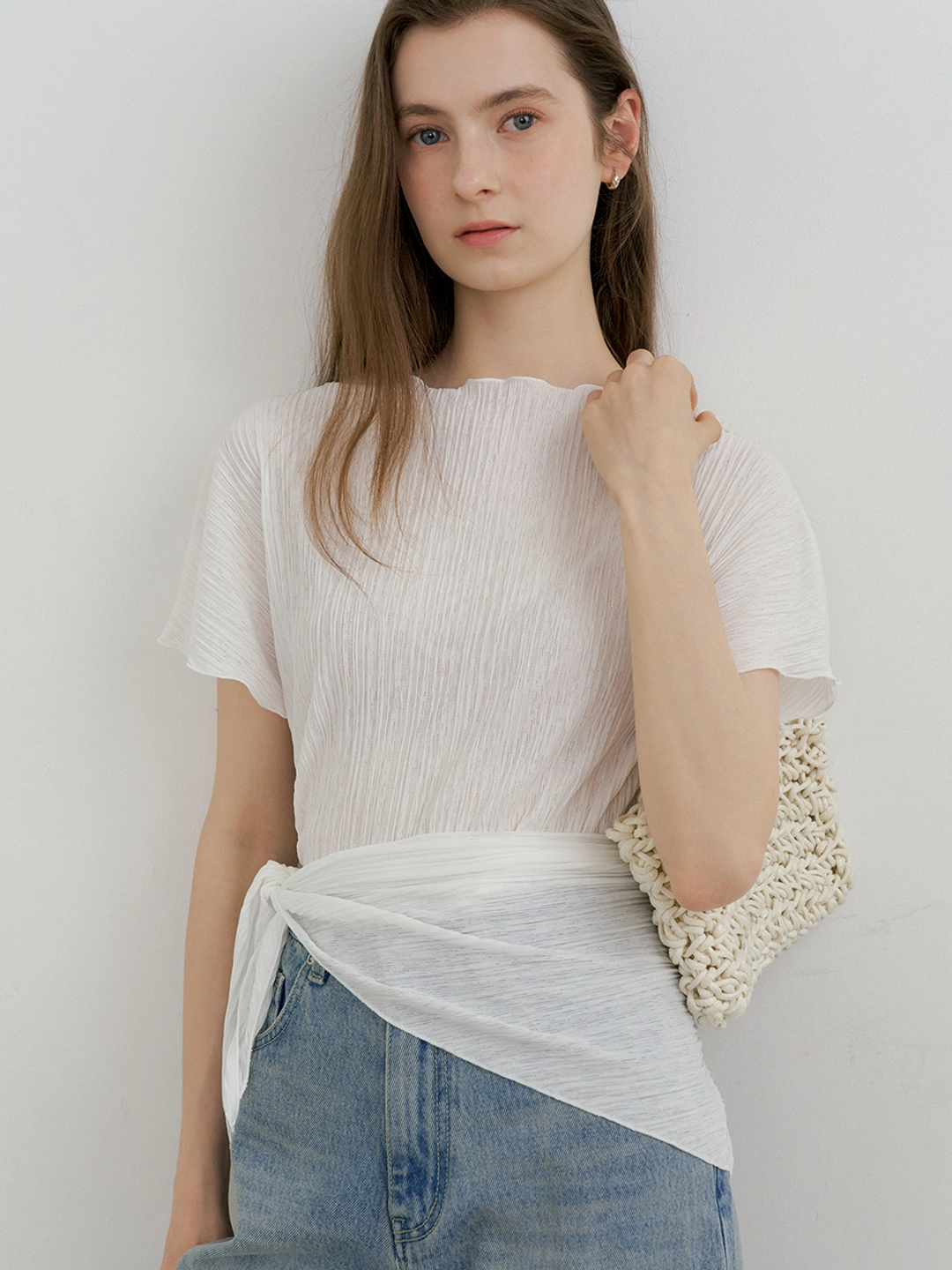 아워코모스 comos 1460 dolman pleats T-shirt (ivory) 상품 이미지 2