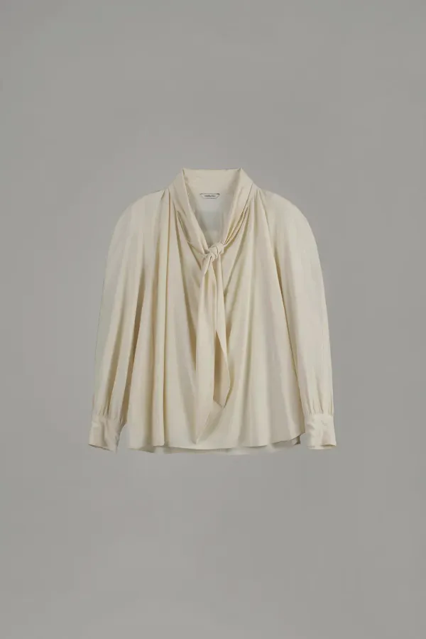 COWL TIE BLOUSE_CREAM