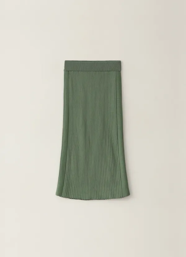 Ribbed Midi Skirt - Mint