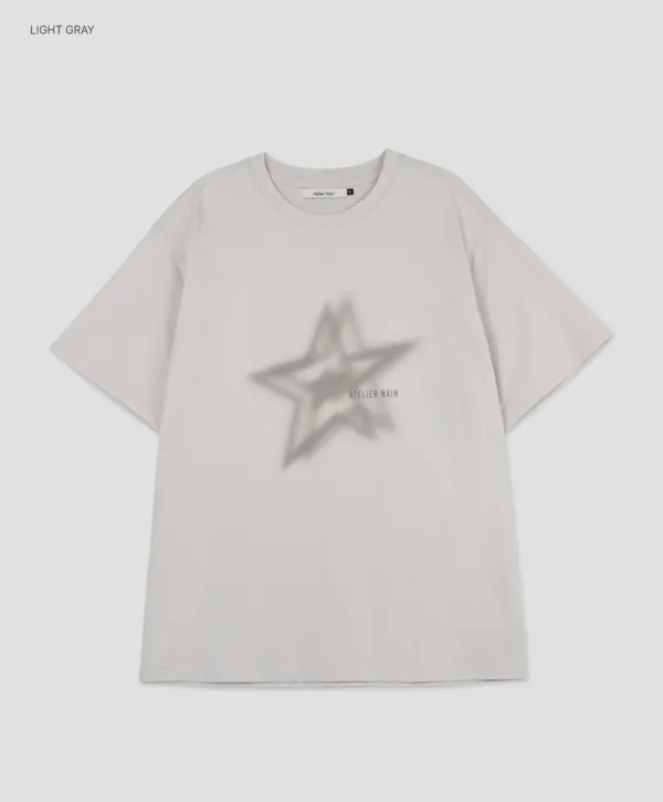 (T-7202)BLUR STAR GRAPHIC OVER BOX T