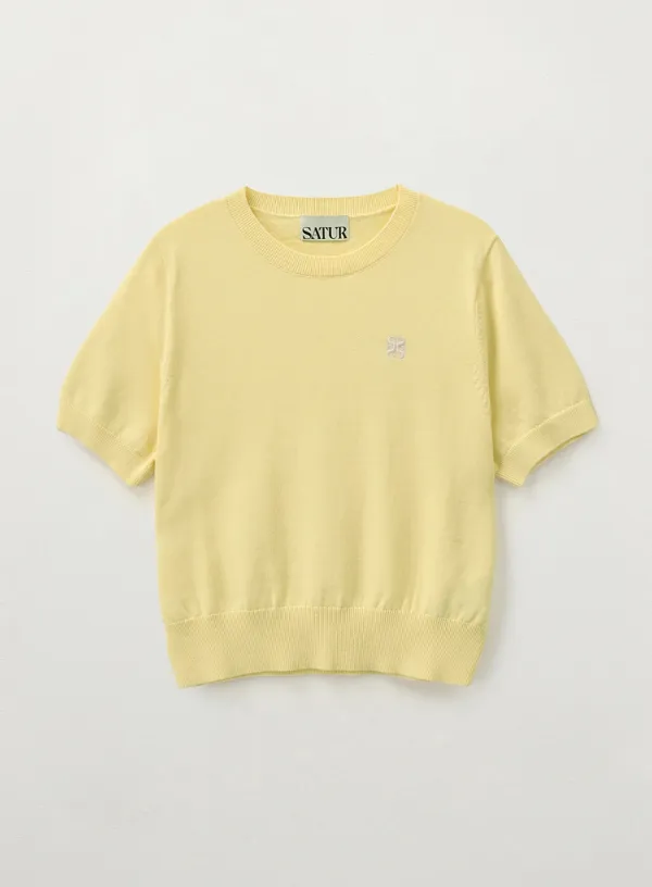 (W) Classic Crew Neck Half Knit - Yellow