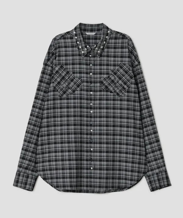 Hotfix Embroidered Check Shirt [Black]