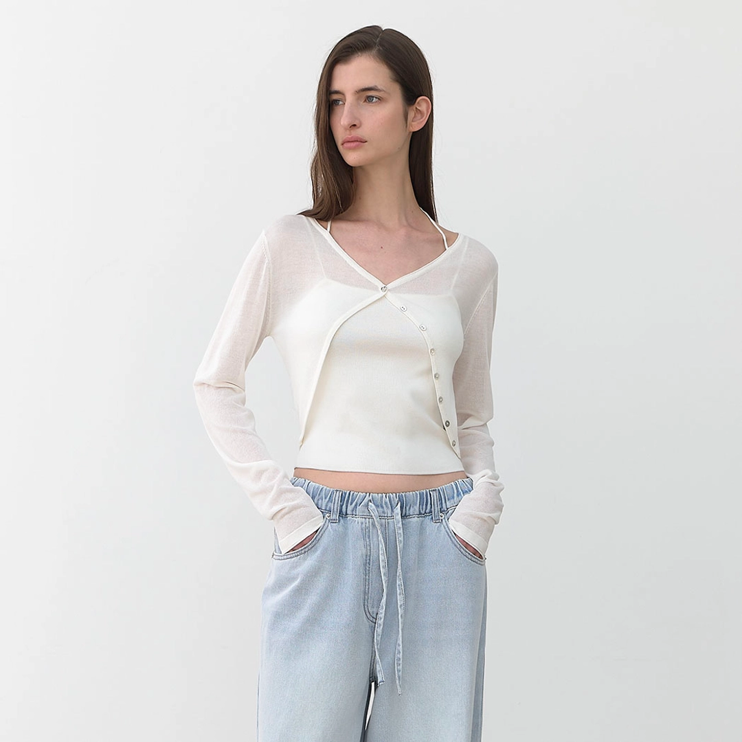 아뜰리에 나인 (CD-2196)ONE BUTTON BOLERO CARDIGAN 상품 이미지 2
