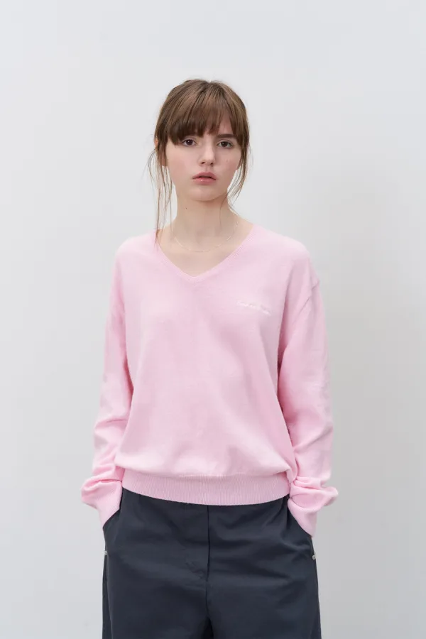 Roe V-Neck Knit - Light Pink