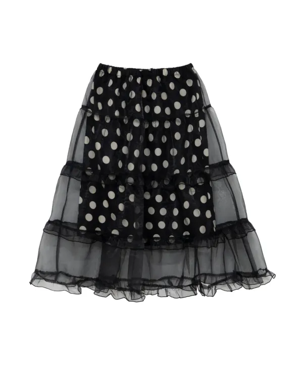 Sheer Dot Long Skirt (Black)