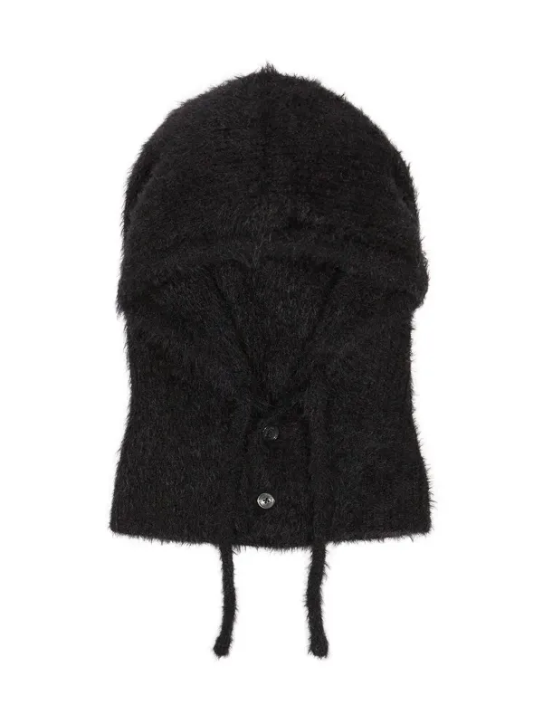 FLUFFY BUTTON BALACLAVA (BLACK)