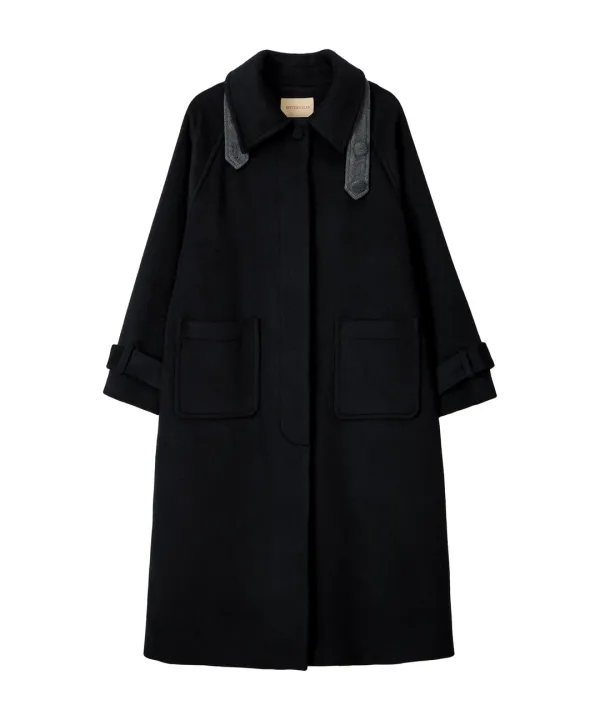 Nova Wool Balmacaan Coat-Black