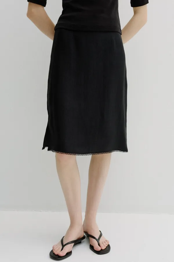 silky midi skirt (black)