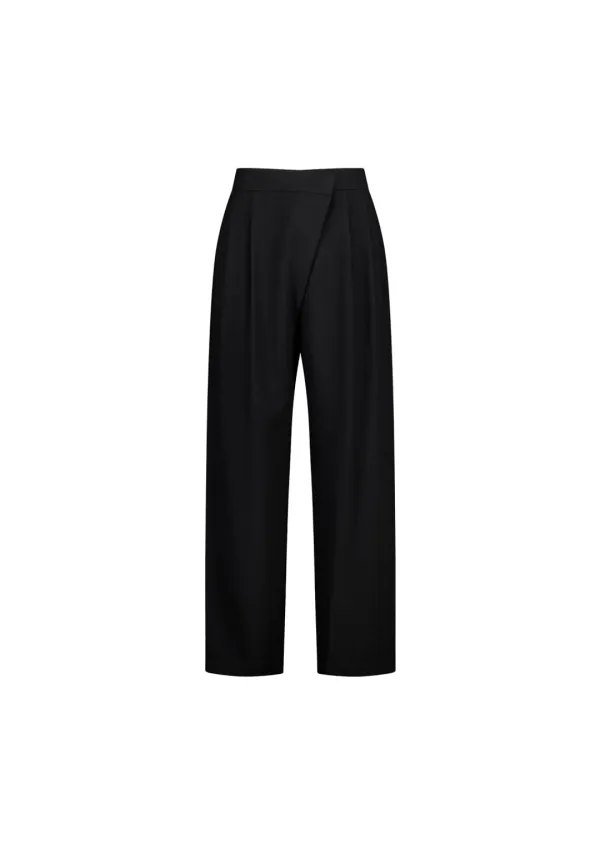 wool wrap pants, black