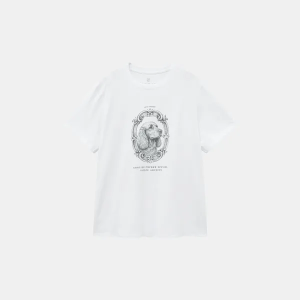 SITP5236 코커 스패니얼 프린팅 반팔티_S\'est passee(쎄빠쎄)_White
