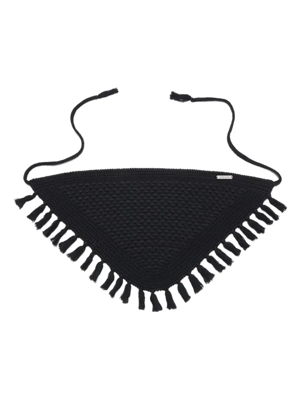 [PLZPROJECT]KNITTED TASSEL BANDANA, BLACK (HANDMADE)