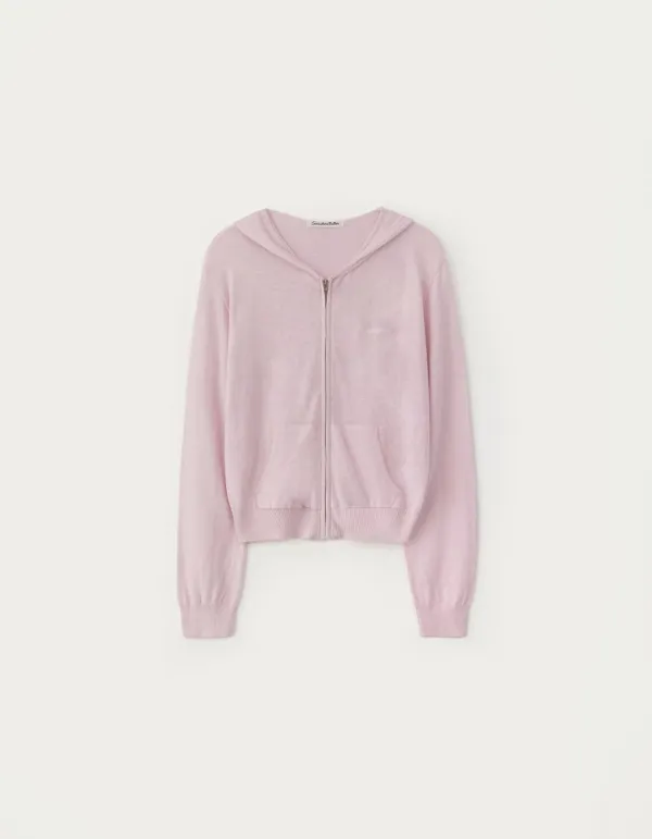 8.10 출고 Mate Knit Zip-Up Hoodie - Light Pink