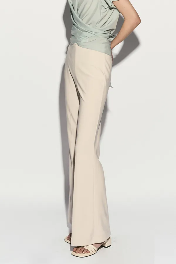HIGH-RISE ELASTICATED BOOTCUT PANTS BEIGE