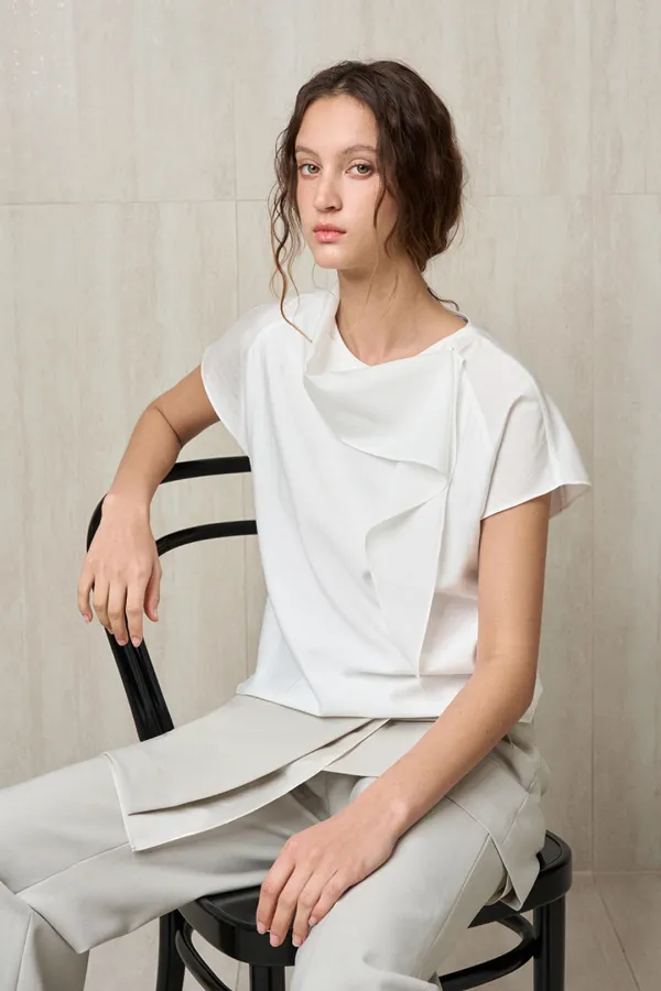 SCARF-DETAIL BLOUSE WHITE