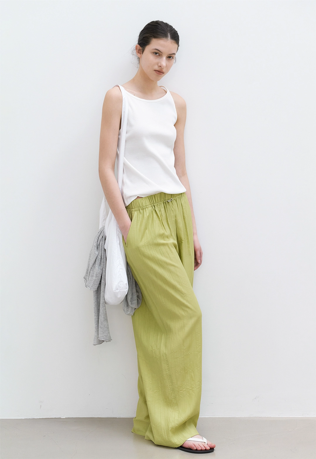 아뜰리에 나인 (PT-5757)CREASE WAIST BANDING STRING PANTS 상품 이미지 2