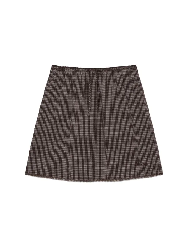 G CLASSIC LACE-UP MIDI SKIRT (BROWN)