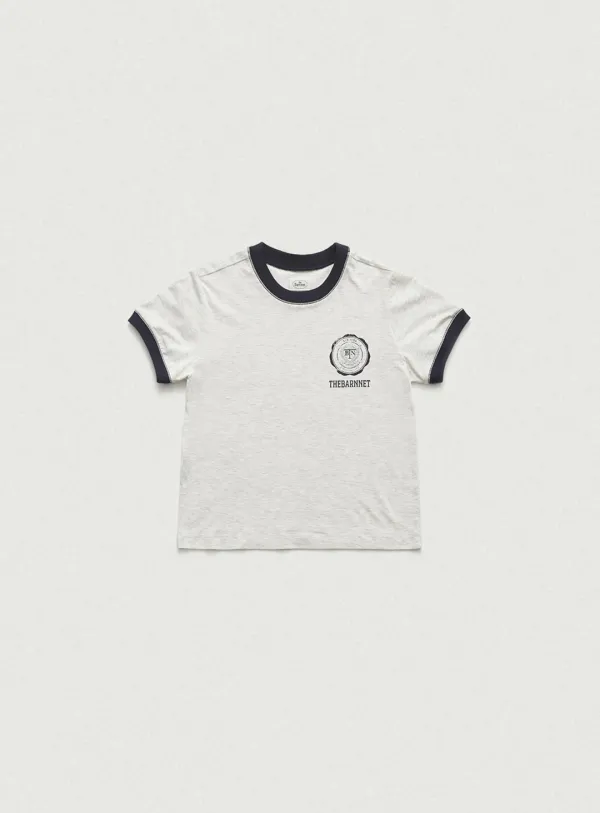 Barnnet Crest Logo Ringer T-Shirt_Melange Grey