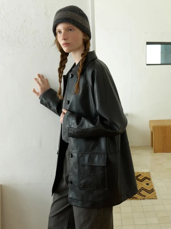 Oren faux leather jacket (vintage black)