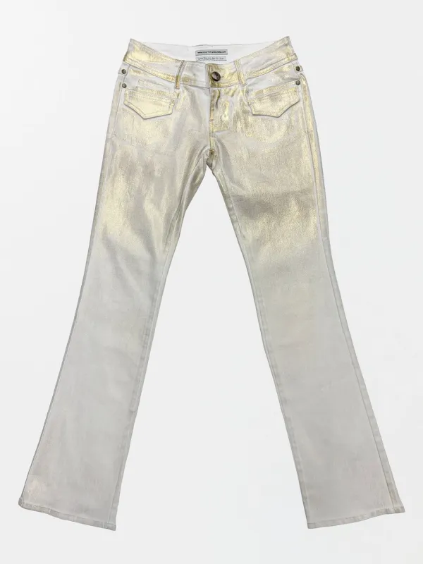 Metallic Bootcut Denim White/Gold