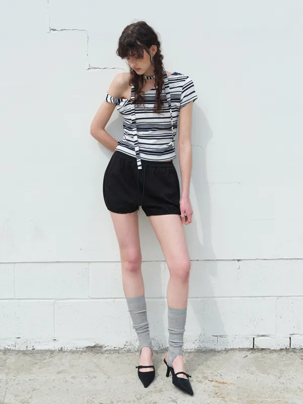 Balloon Sweat Short Pants, Black