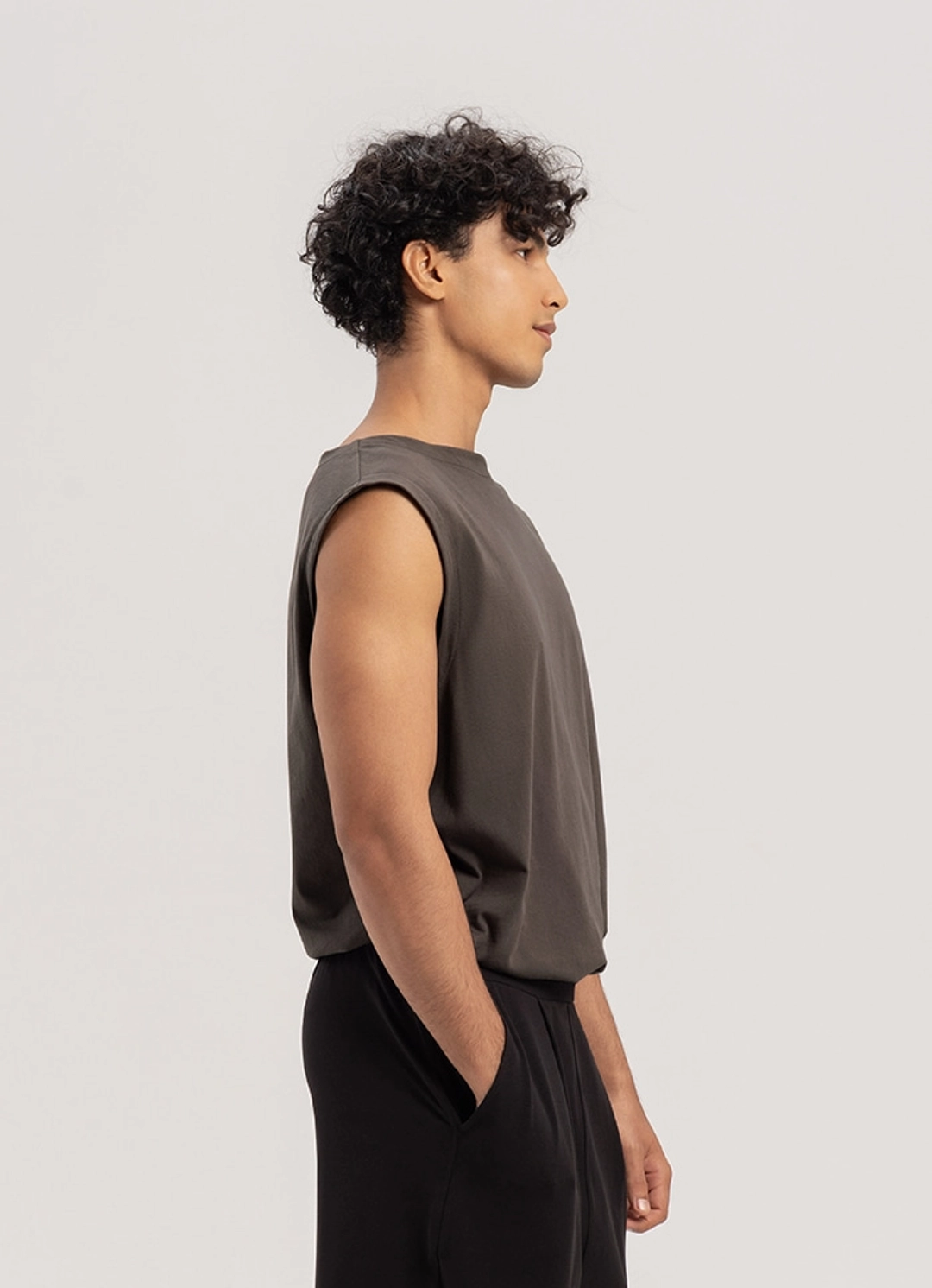 부디무드라 Boatneck sleeveless (Unisex)_Major Brown 상품 이미지 2