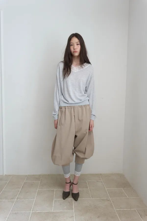 PIN TUCK VOLUME PANTS_BEIGE