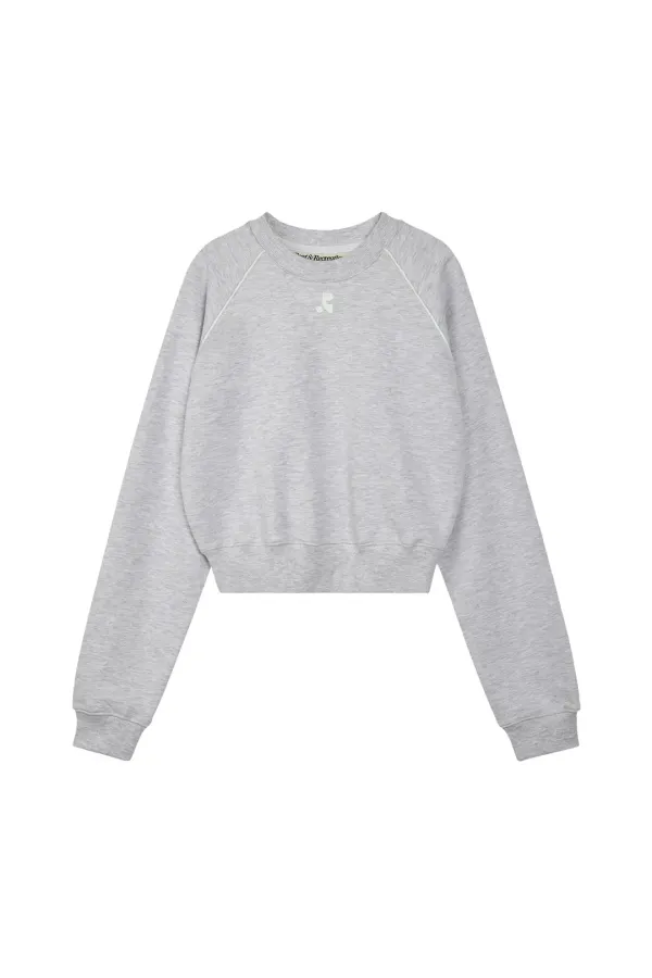 CROPPED RAGLAN SWEATSHIRT - LIGHT GREY