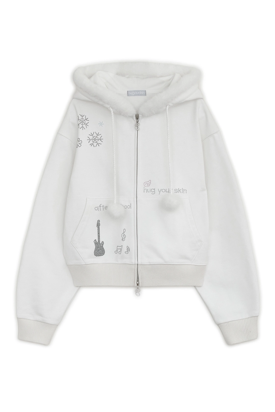 허그유어스킨 Hotfix fur hoodie zip-up (White) 상품 이미지 1