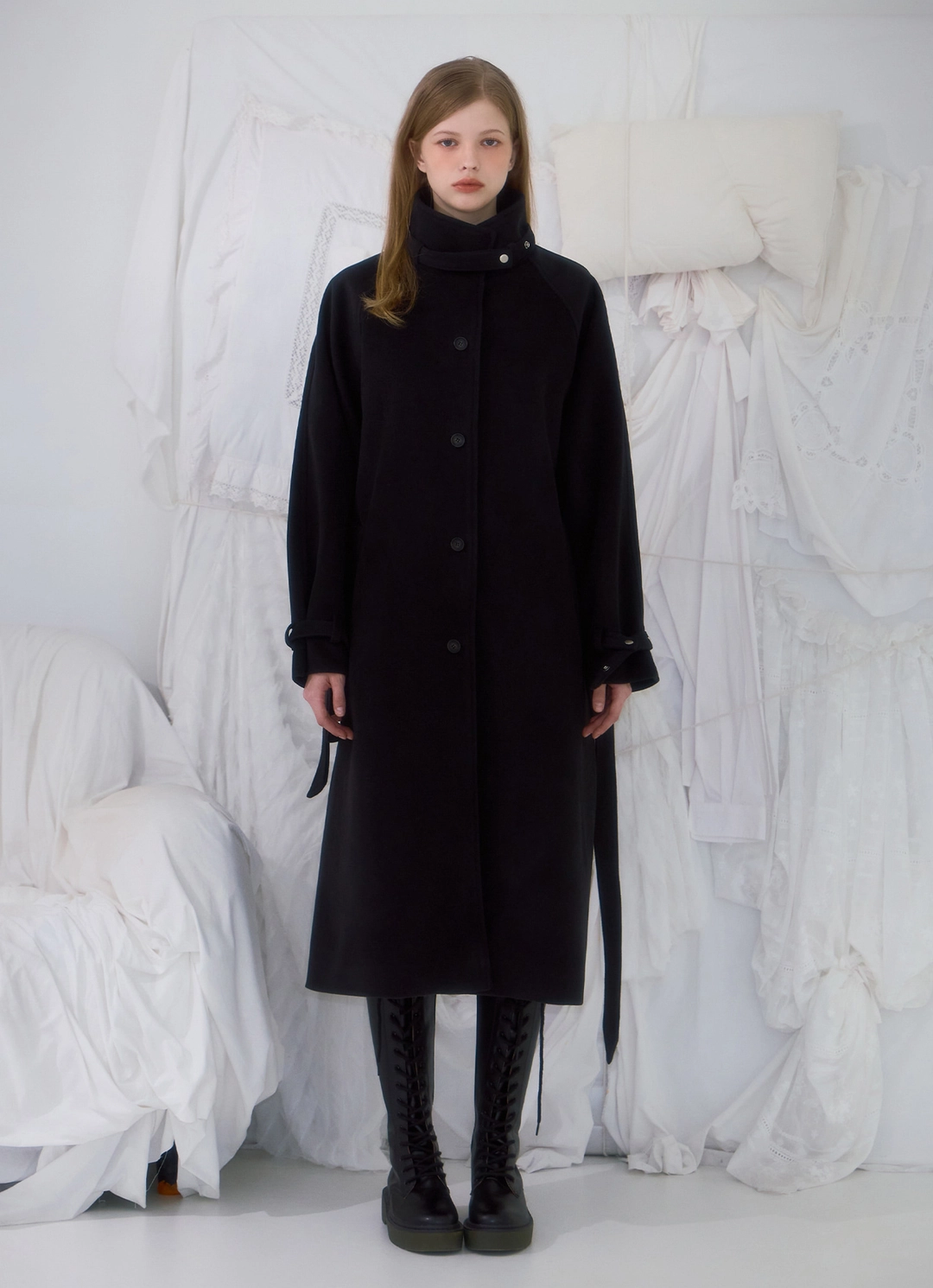 로제프란츠 Half-neck Overfit Long Coat [Black] 상품 이미지 2