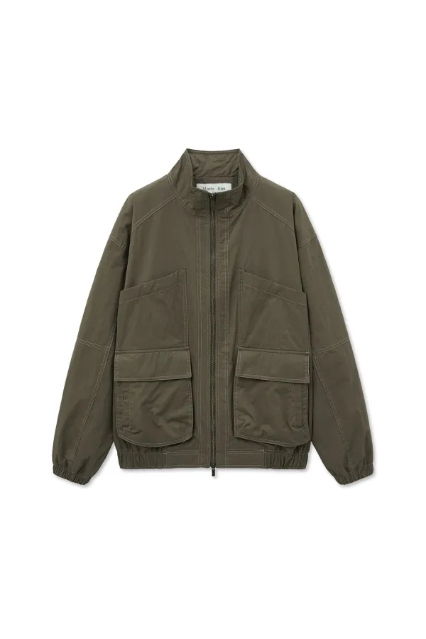 UTILITY BOMBER JUMPER FOR WOMEN IN KHAKI BROWN