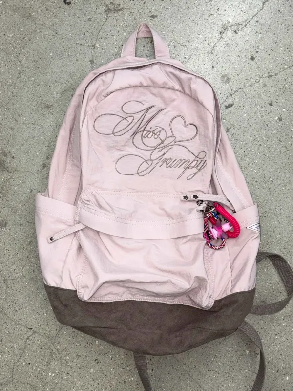 Grumpy Girl Nylon Backpack Matt Pink