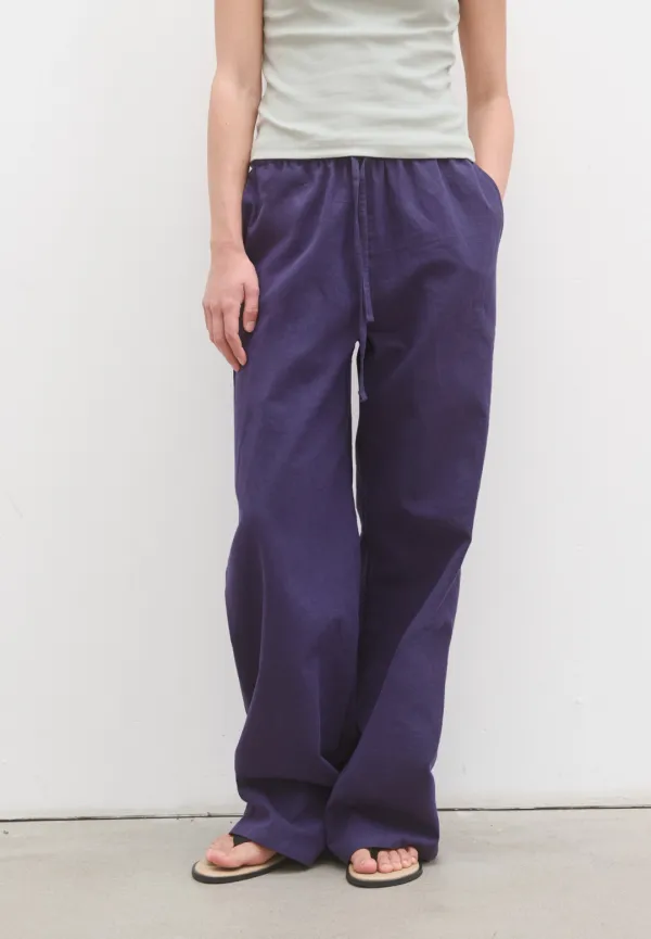 Linen blend string pants (purple)