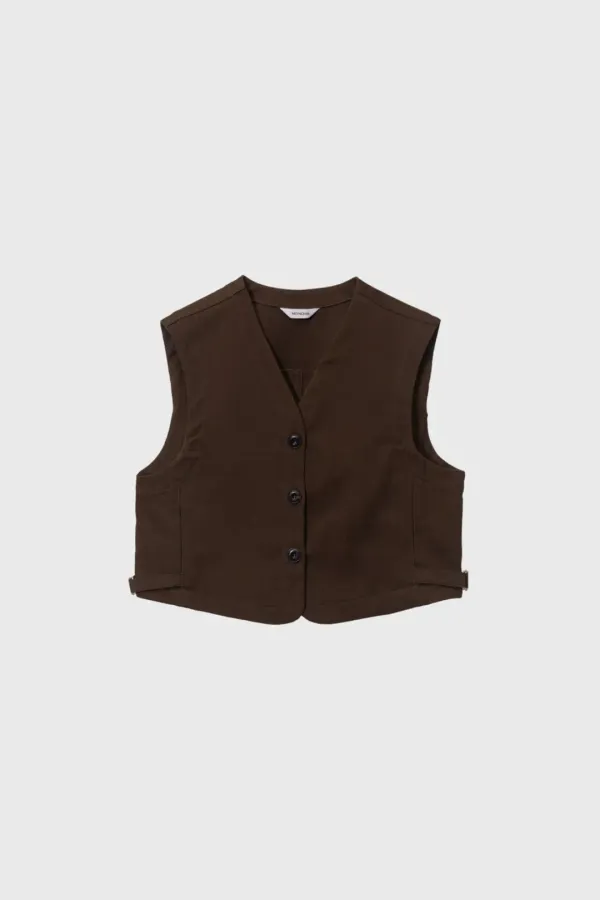 [Exclusive] Cotton vest (black / brown)