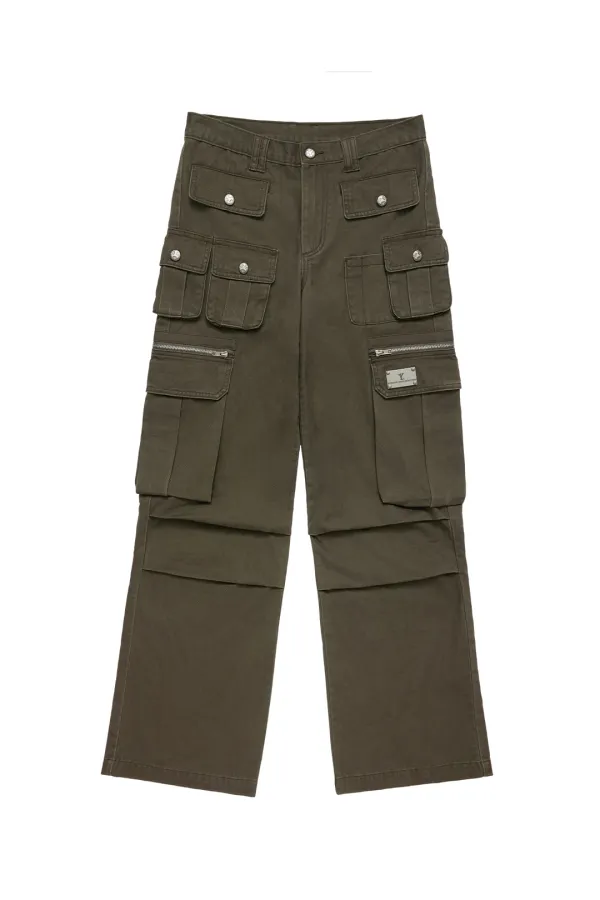 Y. MULTI-POCKET CARGO PANTS KHAKI