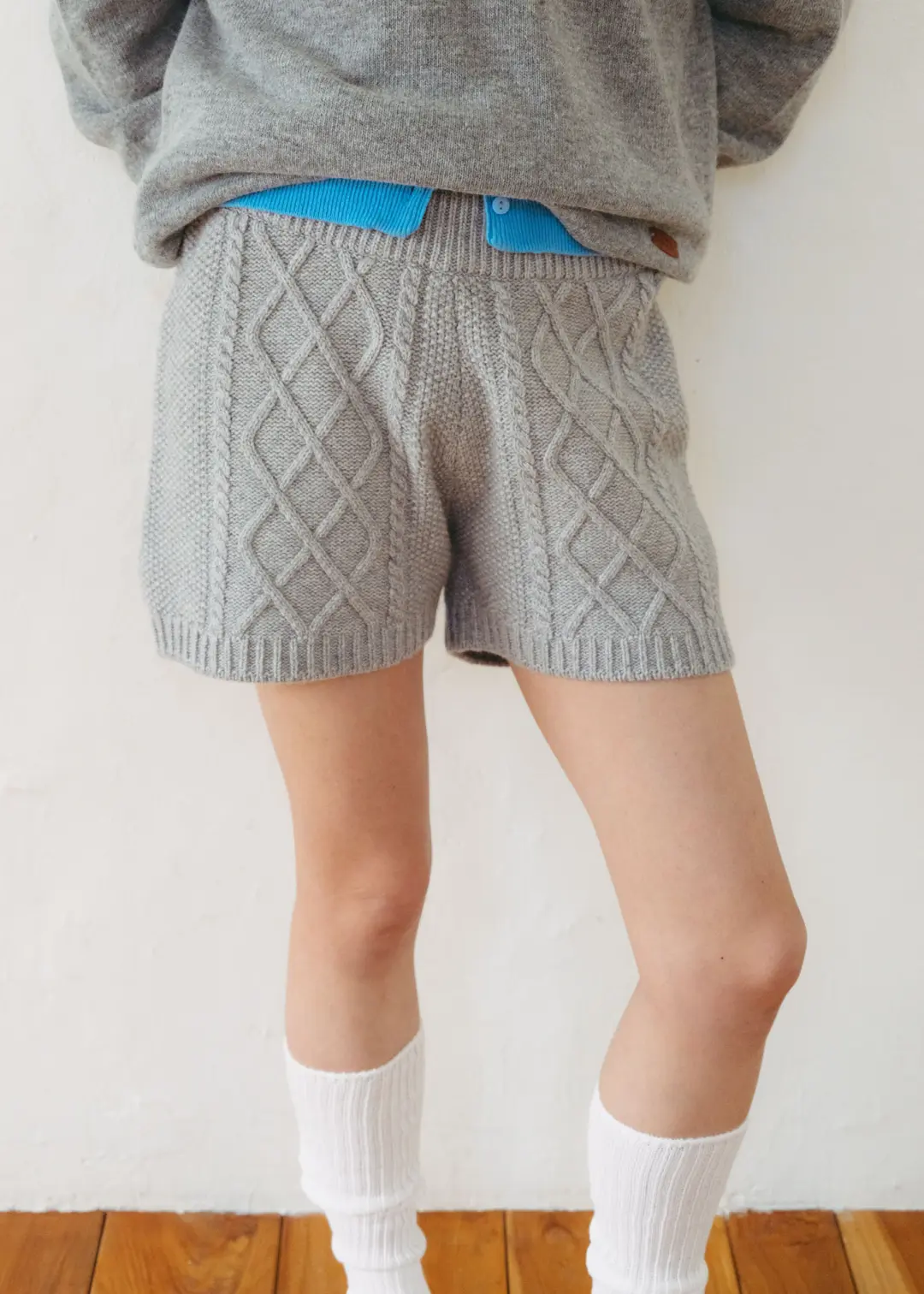 온무드 CABLE KNIT SHORTS - GRAY 상품 이미지 2