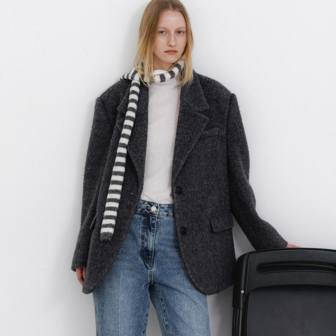 아뜰리에 나인 (JK-3053)HAIRY WOOL OVERSIZED JACKET 상품 이미지 2