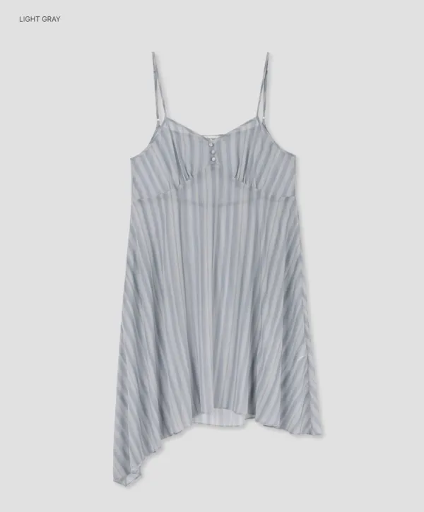 (OP-6328)SHEER STRIPE LAYERED SLEEVELESS DRESS