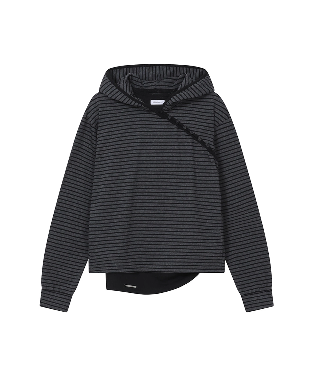 미세키서울 [레이 PICK] Diagonal button Layered hoodie CHARCOAL 상품 이미지 2