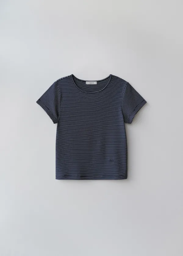 Soy stripe half tee (navy)