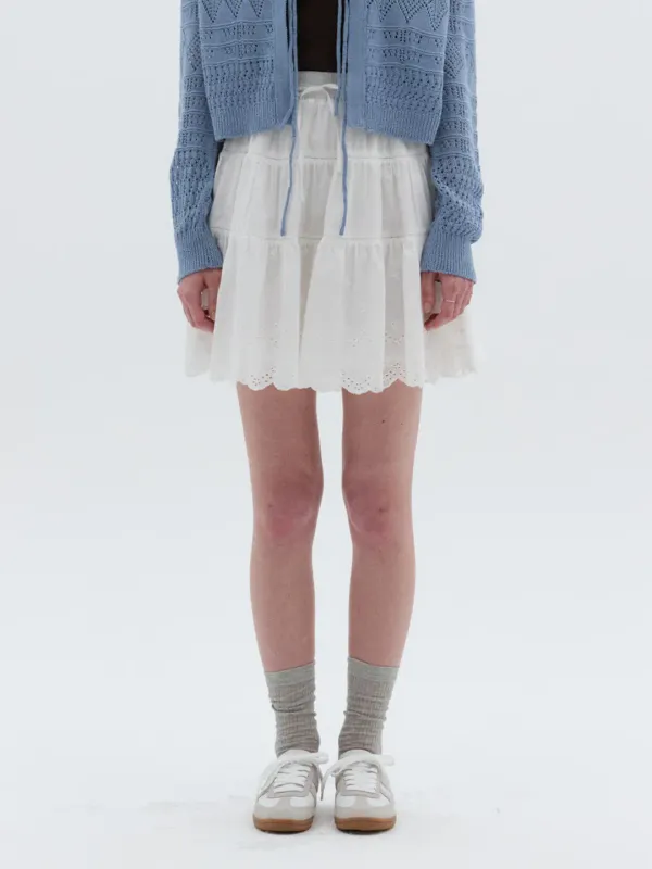 Eyelet Tiered Skirt Ivory