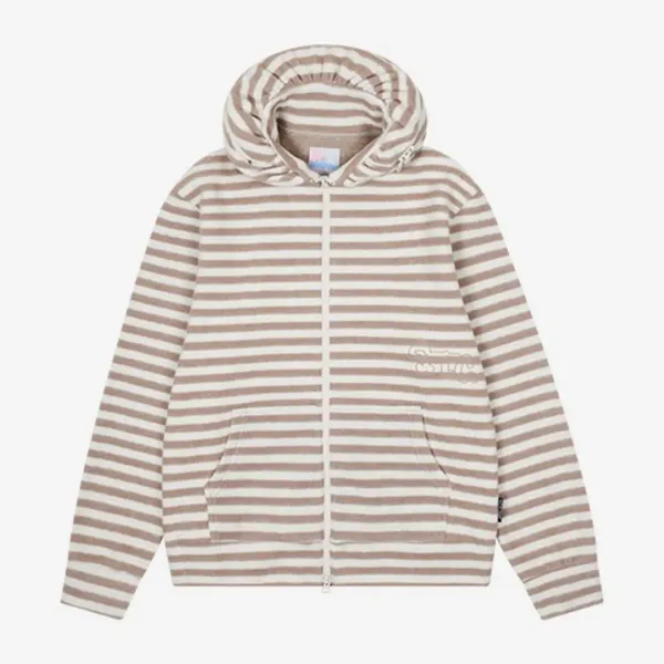S.T.C. STRIPE FLEECE MUFFLER ZIP UP (BEIGE)
